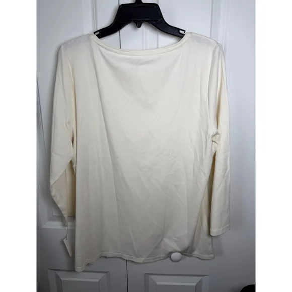 Talbots Long Sleeve Tee XL Cream - Picture 2 of 4